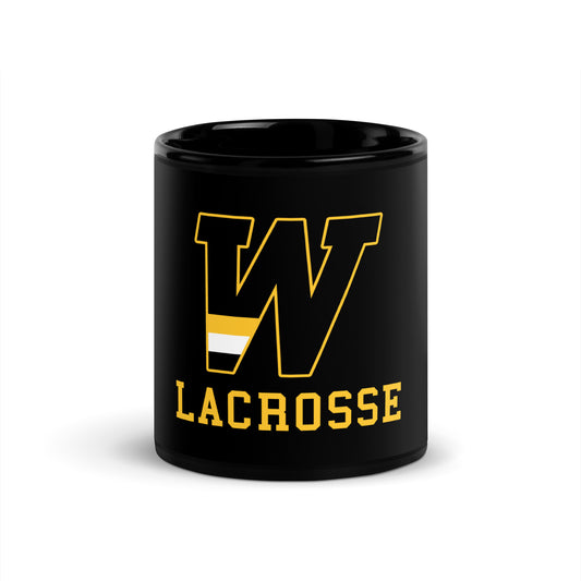 "W" Lacrosse Black Glossy Mug