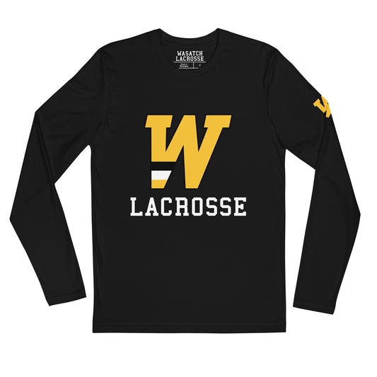 "W" Lacrosse with White Letters Long Sleeve Fitted Crew