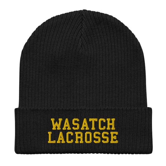 Wasatch Lacrosse Embroidered Organic Ribbed Beanie